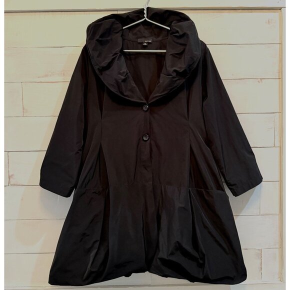 Sun Kim Jackets & Blazers - SUZE XS Sun Kim Black Coat Lagenlook Wired Collar Light Jacket